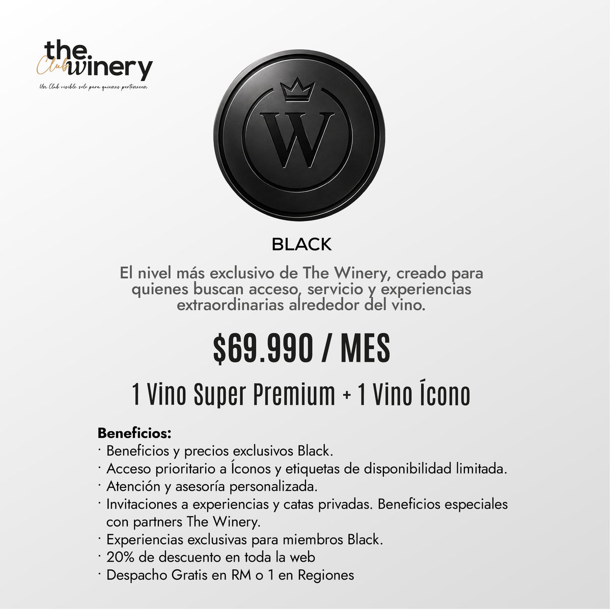 The Winery Black: $69.990 CLP al mes, un vino Super Premium y un vino Ícono