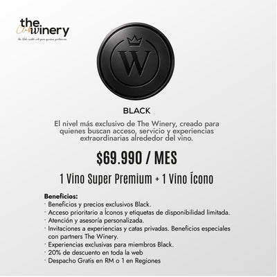 The Winery Black: $69.990 CLP al mes, un vino Super Premium y un vino Ícono